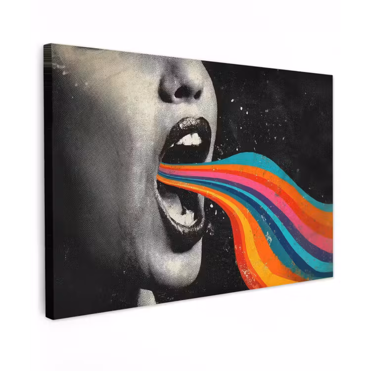 Mond - Golven - Regenboog canvas 2cm klein -z3d