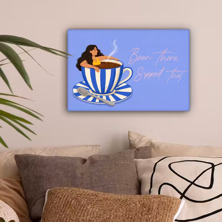 Mok - Koffie - Vrouw - Paars canvas 2cm klein -sfeer1