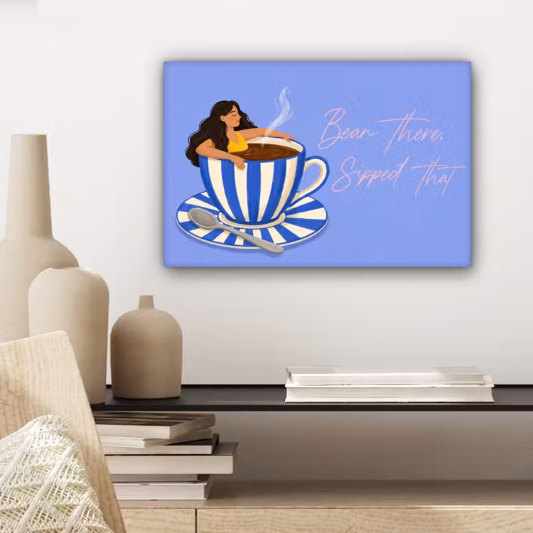 Mok - Koffie - Vrouw - Paars canvas 2cm klein -sfeer6