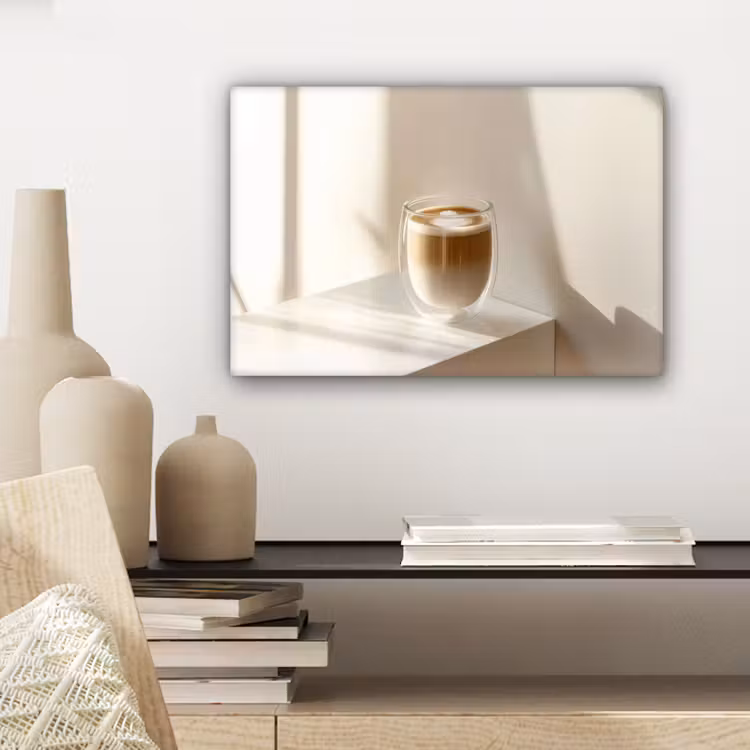 Mok - Latte - Minimalistisch - Schaduw canvas 2cm klein -sfeer6