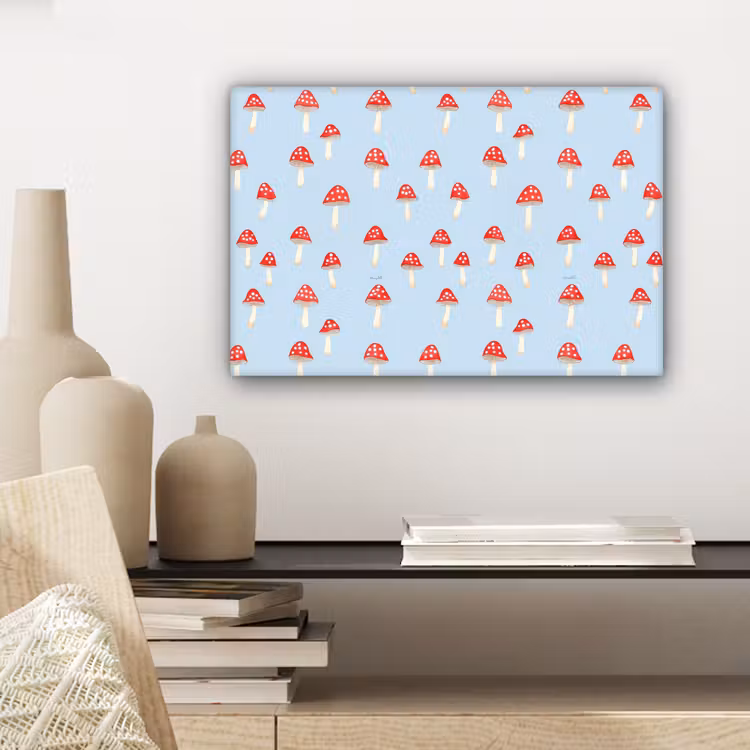 Paddenstoel -Sprookje - Blauw canvas 2cm klein 34 -sfeer6