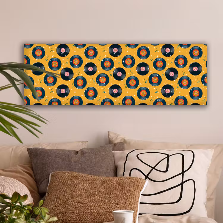 Muziek - Patroon - Geel canvas 2cm klein 828 -sfeer1