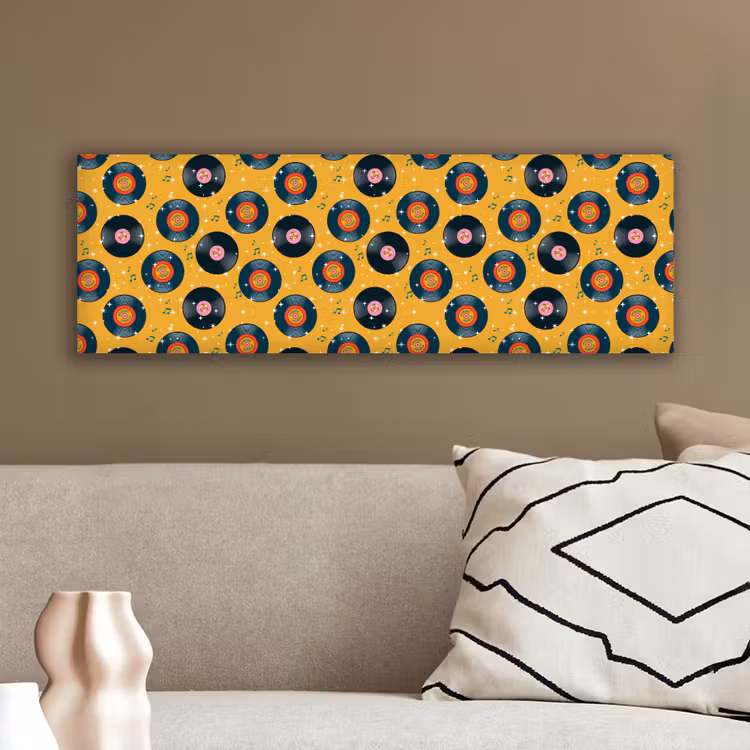 Muziek - Patroon - Geel canvas 2cm klein 828 -sfeer3