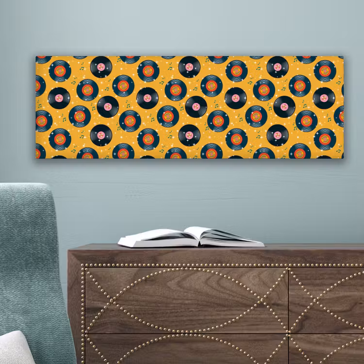Muziek - Patroon - Geel canvas 2cm klein 828 -sfeer4