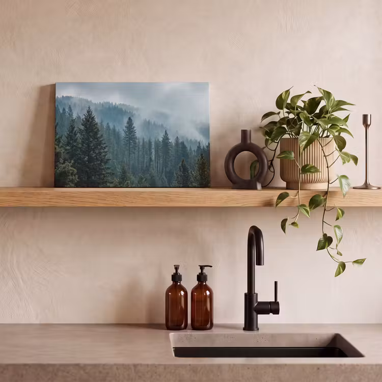 Naaldwoud - Bergen - Mist canvas 2cm klein -sfeer3