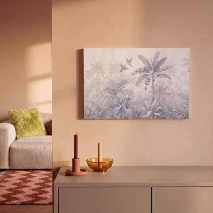 Natuur - Vogel - Jungle - Illustratie - Blauw canvas 2cm klein -sfeer1