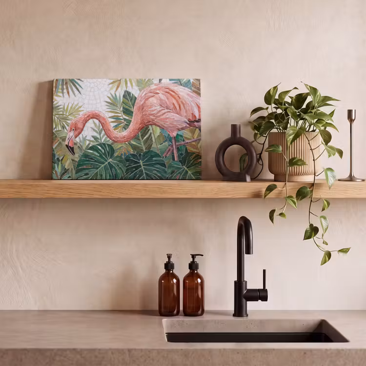 Natuur - Bladeren - Abstract - Groen - Vogel canvas 2cm klein -sfeer3