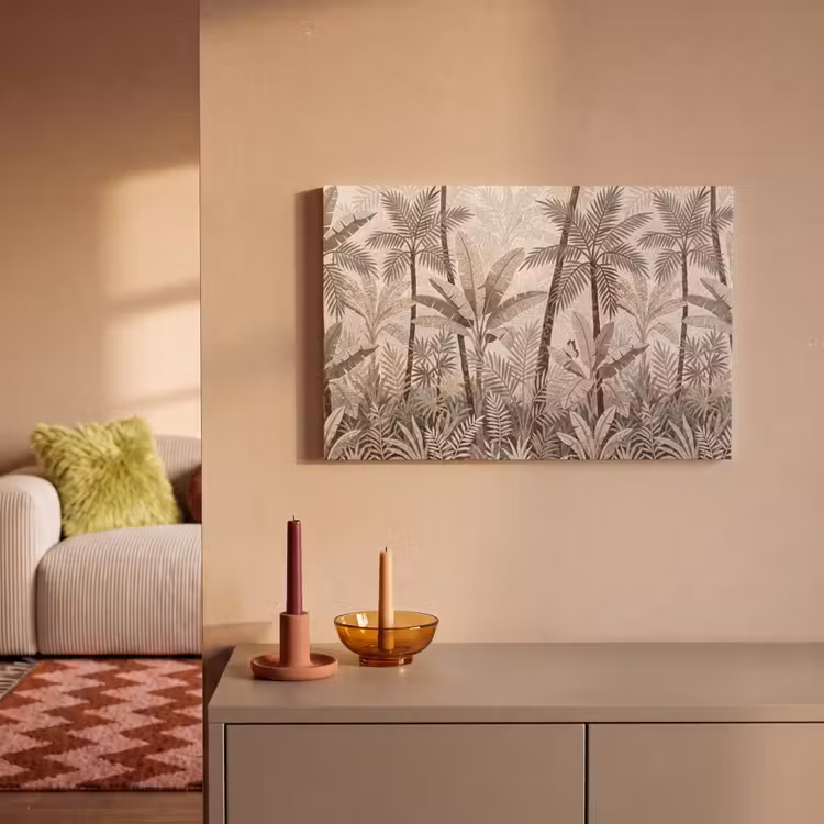 Natuur - Bladeren - Landschap - Mozaïek - Beige canvas 2cm klein -sfeer1