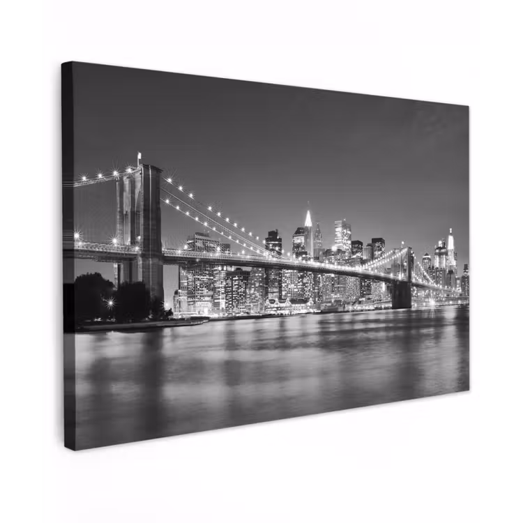 New York - Brug - Brooklyn - Zwart wit - Architectuur canvas 2cm klein -z3d