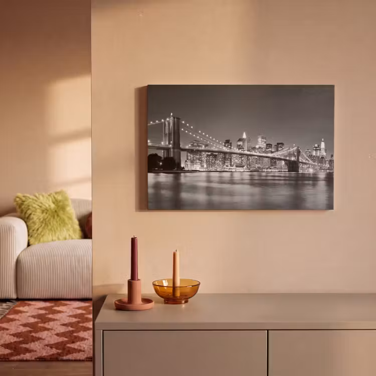 New York - Brug - Brooklyn - Zwart wit - Architectuur canvas 2cm klein -sfeer1