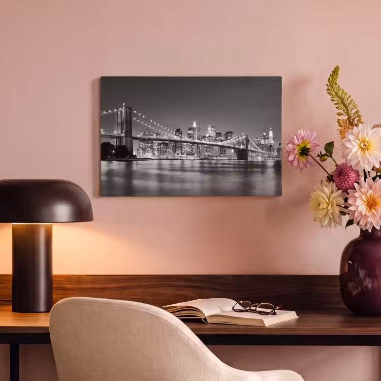 New York - Brug - Brooklyn - Zwart wit - Architectuur canvas 2cm klein -sfeer4