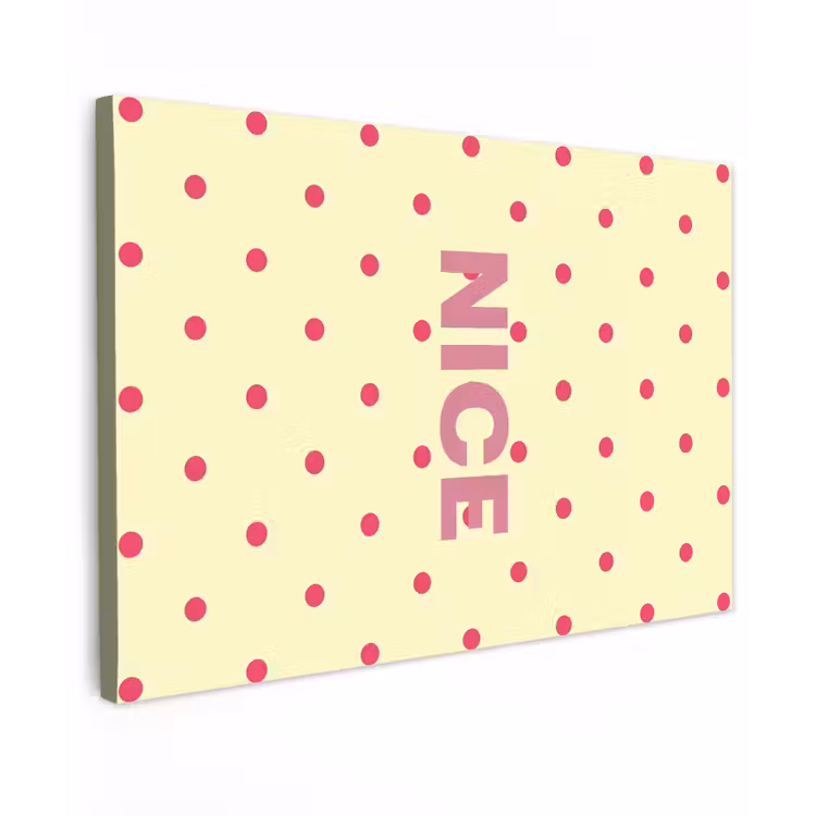 Nice - Stippen - Roze - Geel canvas 2cm klein -z3d