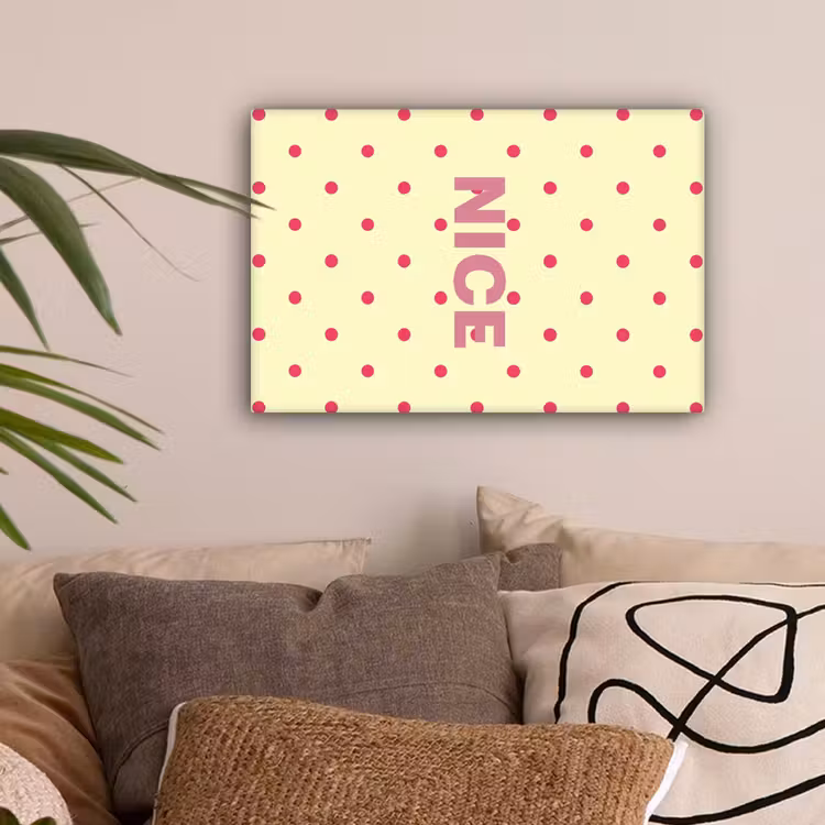Nice - Stippen - Roze - Geel canvas 2cm klein -sfeer1