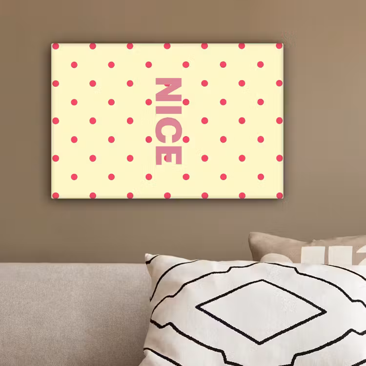 Nice - Stippen - Roze - Geel canvas 2cm klein -sfeer3
