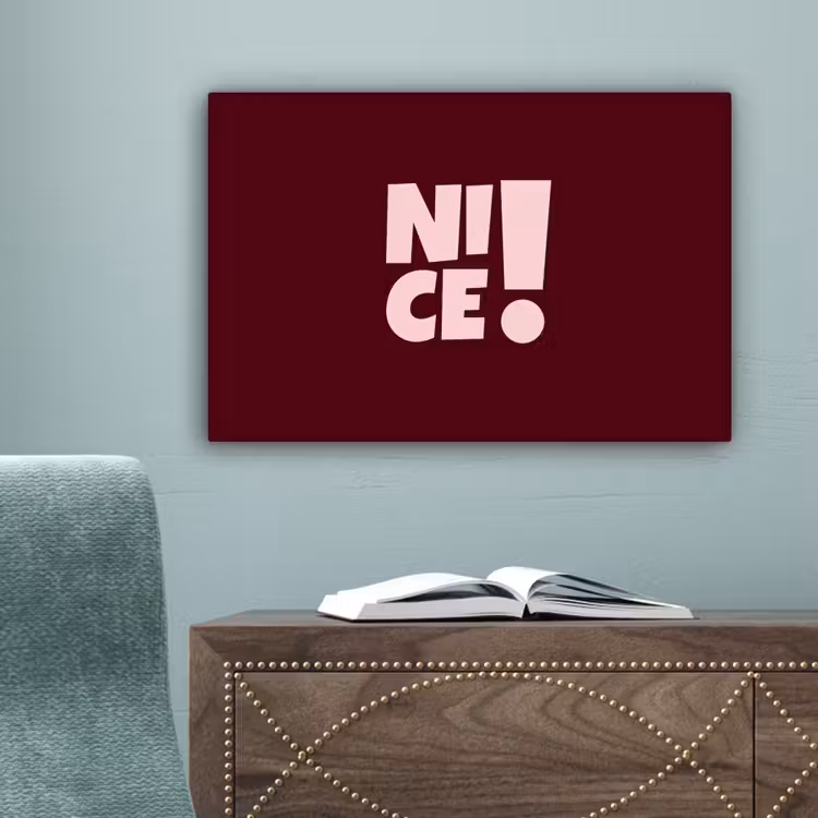 Nice - Uitroepteken - Rood canvas 2cm klein -sfeer1