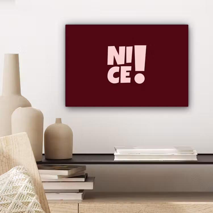 Nice - Uitroepteken - Rood canvas 2cm klein -sfeer3