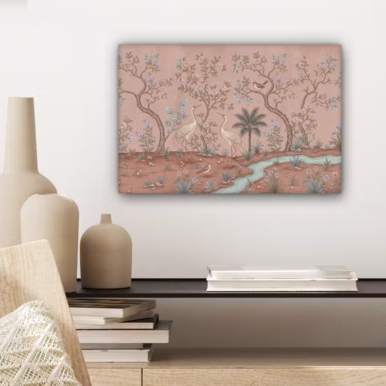 Nostalgisch - Reigers - Roze canvas 2cm klein -sfeer6