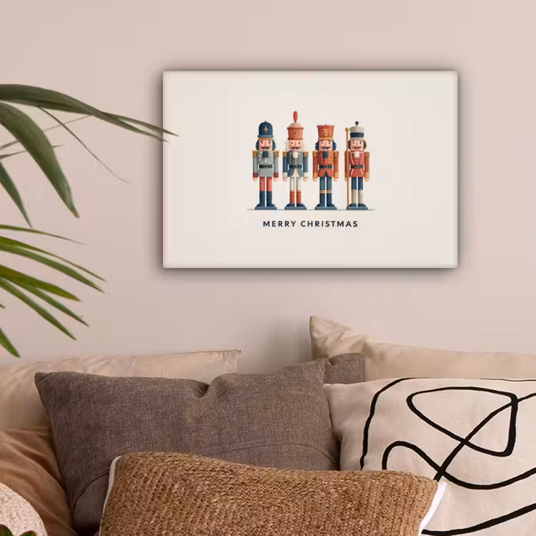 Notenkrakers - Minimalistisch - Kerst - Beige canvas 2cm klein -sfeer1