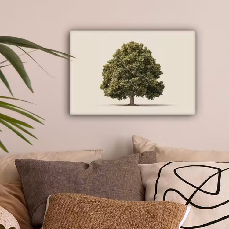 Eikenboom - Groen - Lichte achtergrond canvas 2cm klein -sfeer1