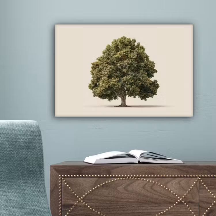 Eikenboom - Groen - Lichte achtergrond canvas 2cm klein -sfeer4