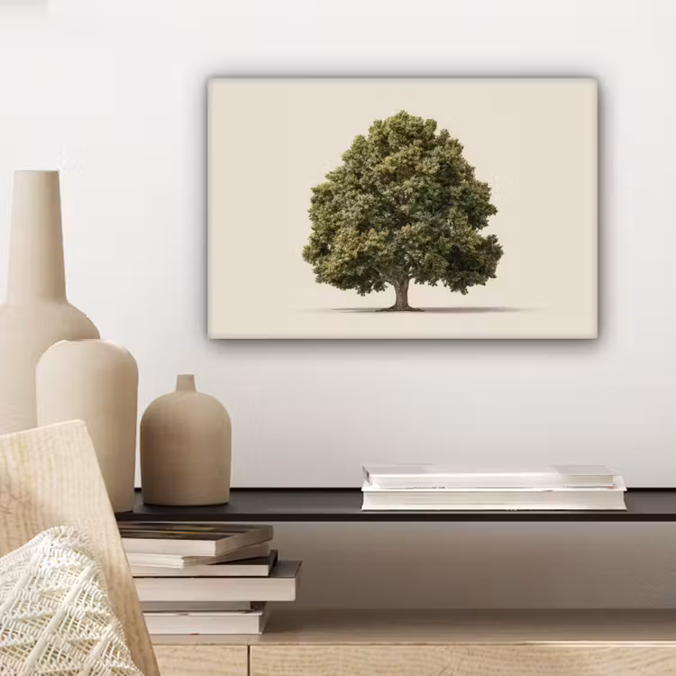 Eikenboom - Groen - Lichte achtergrond canvas 2cm klein -sfeer6