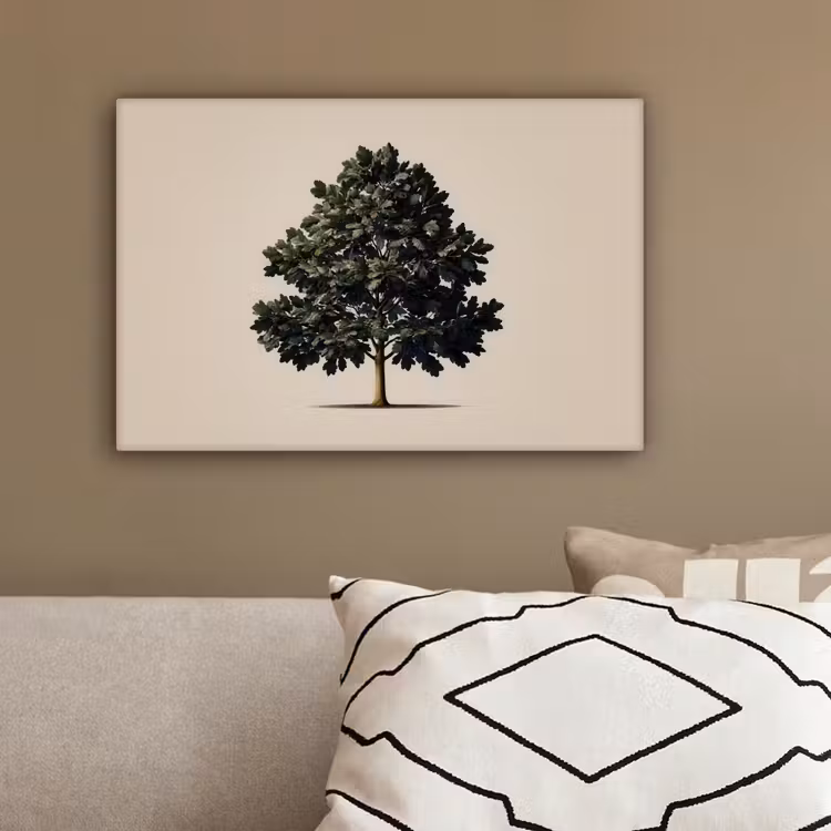 Eikenboom - Schaduw - Egaal canvas 2cm klein -sfeer3