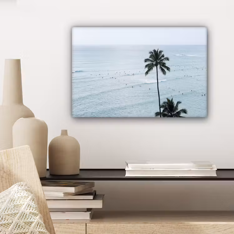 Oceaan - Palmbomen - Surfers canvas 2cm klein -sfeer6