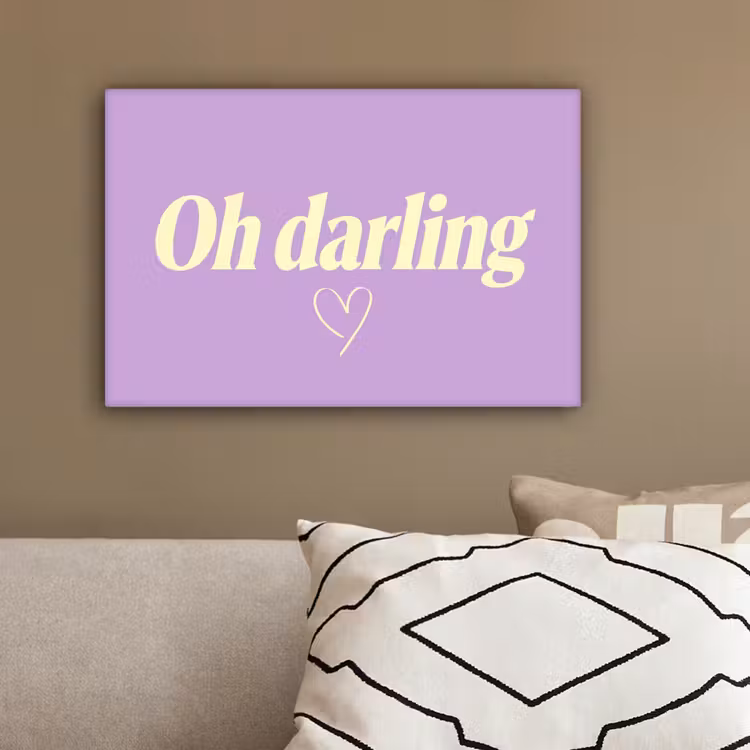 Oh darling - Hart - Paars canvas 2cm klein -sfeer3