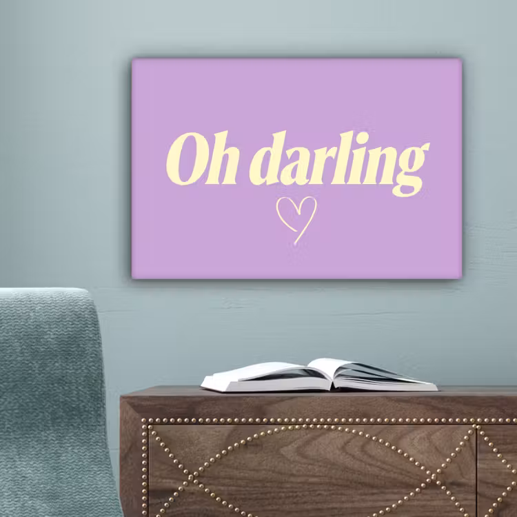 Oh darling - Hart - Paars canvas 2cm klein -sfeer4