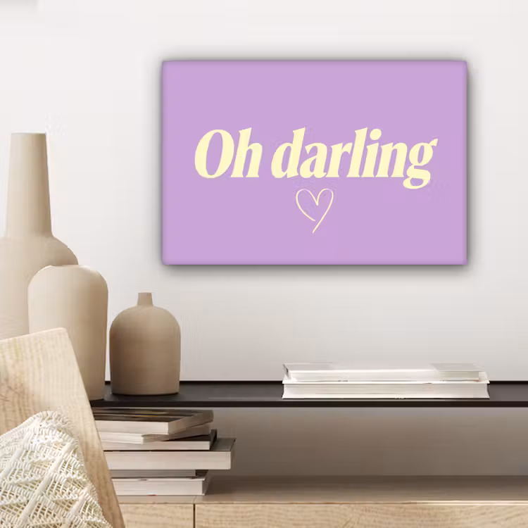 Oh darling - Hart - Paars canvas 2cm klein -sfeer6