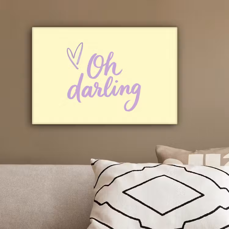 Oh darling - Geel - Hart canvas 2cm klein -sfeer3