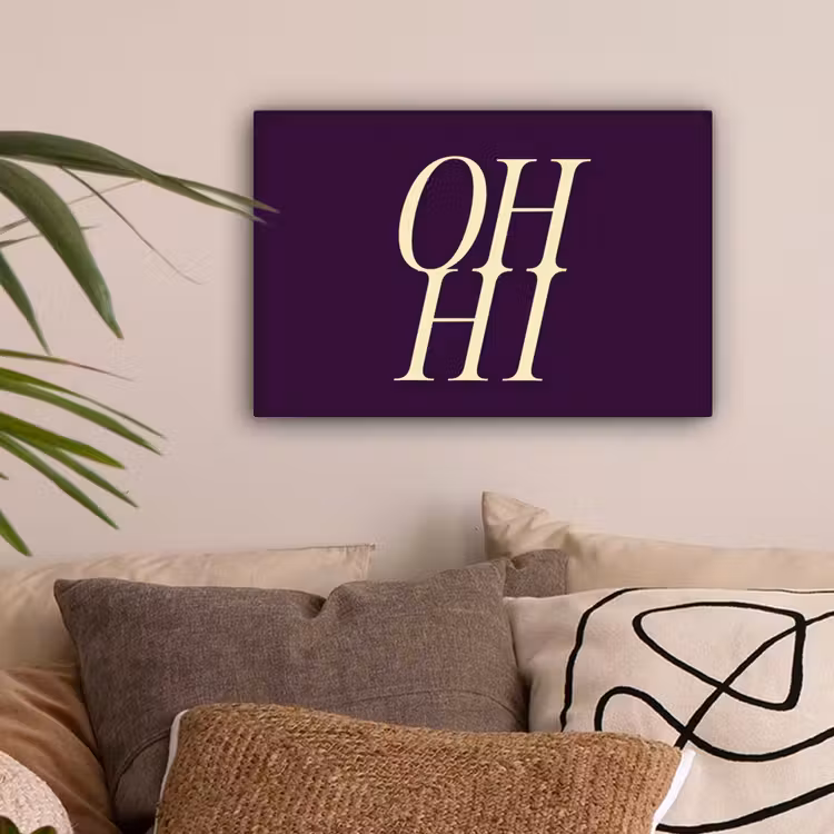 Oh hi - Paars - Minimalistisch canvas 2cm klein -sfeer1