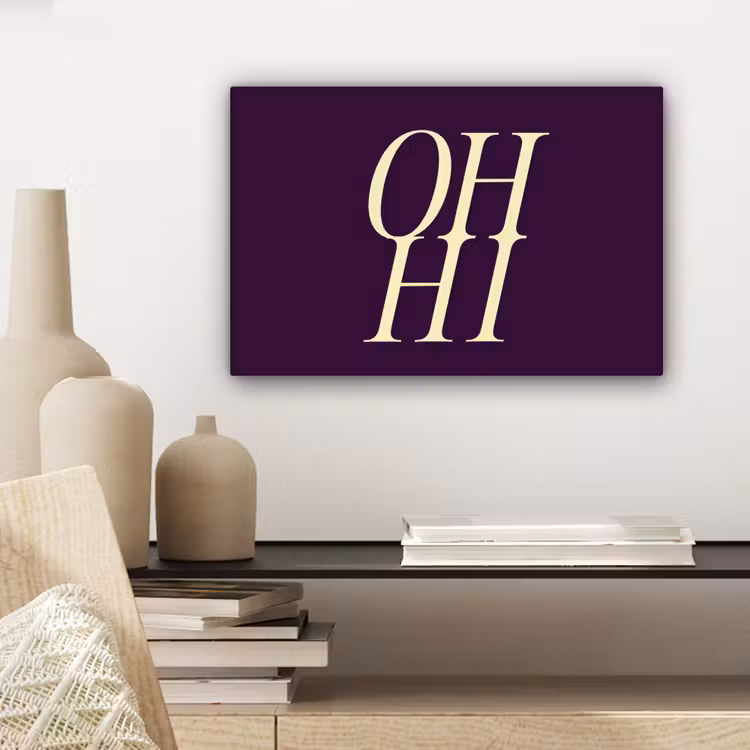 Oh hi - Paars - Minimalistisch canvas 2cm klein -sfeer6