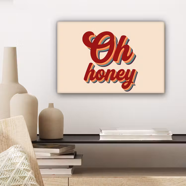 Oh honey - Rood - Schaduw canvas 2cm klein -sfeer6