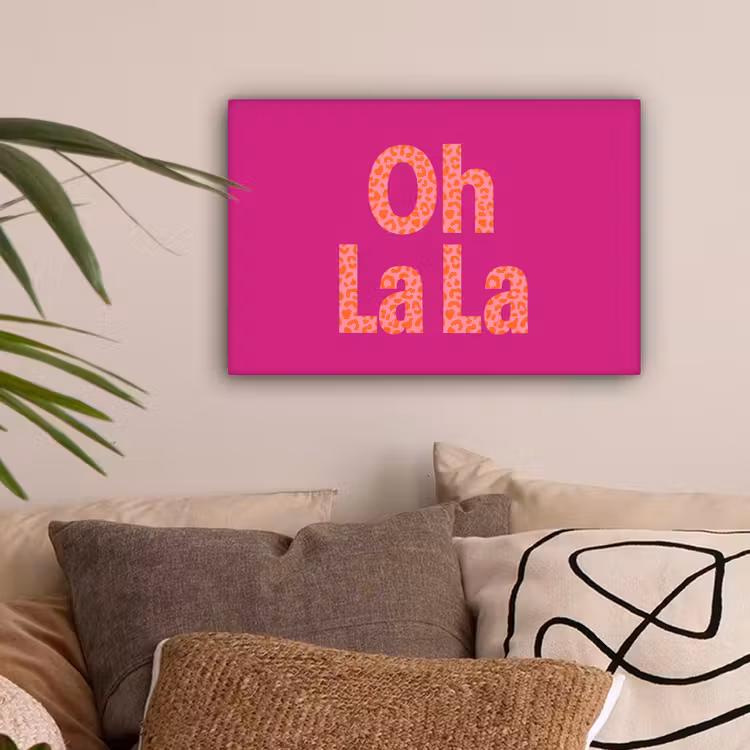 Oh la la - Luipaardprint - Roze canvas 2cm klein -sfeer1