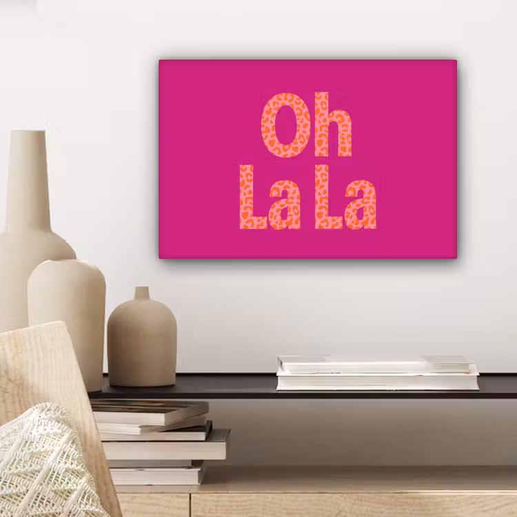 Oh la la - Luipaardprint - Roze canvas 2cm klein -sfeer6