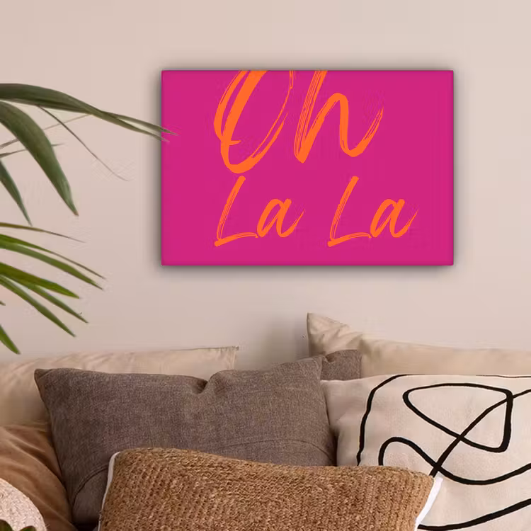 Oh la la - Oranje - Roze canvas 2cm klein -sfeer1