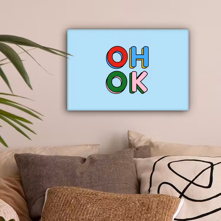Oh ok - Blauw - Kleurrijk canvas 2cm klein -sfeer1