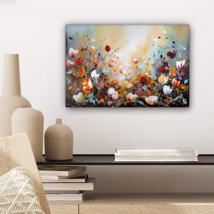 Olieverf - Bloemen - Kleurrijk - Natuur canvas 2cm klein -sfeer6