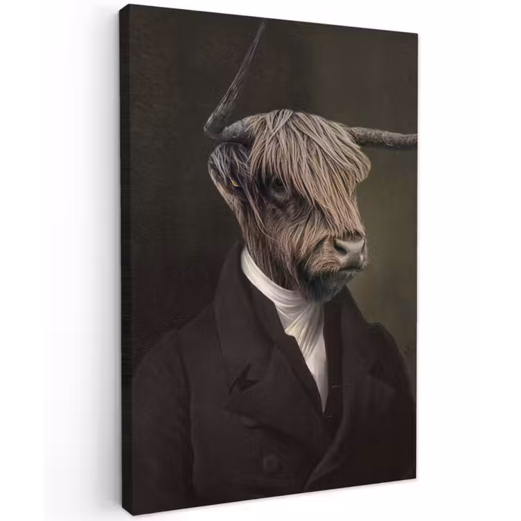 Oude Meesters - Schotse Hooglander - Dieren canvas 2cm klein -z3d