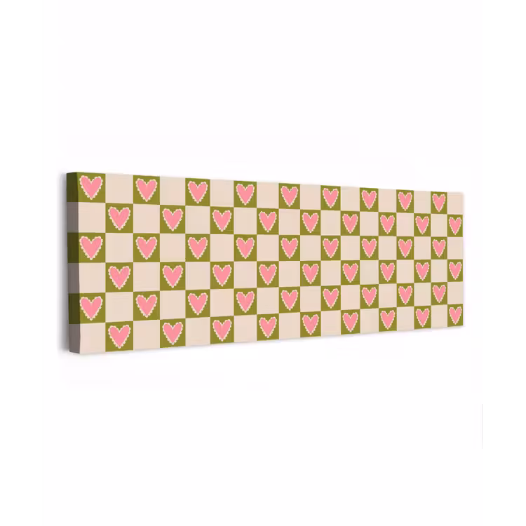 Olijfgroen - Hartjes - Patroon - Retro canvas 2cm klein 828 -z3d