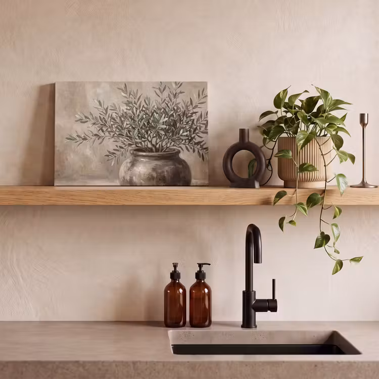 Olijfplant - Aardenpot - Abstract - Beige canvas 2cm klein -sfeer3