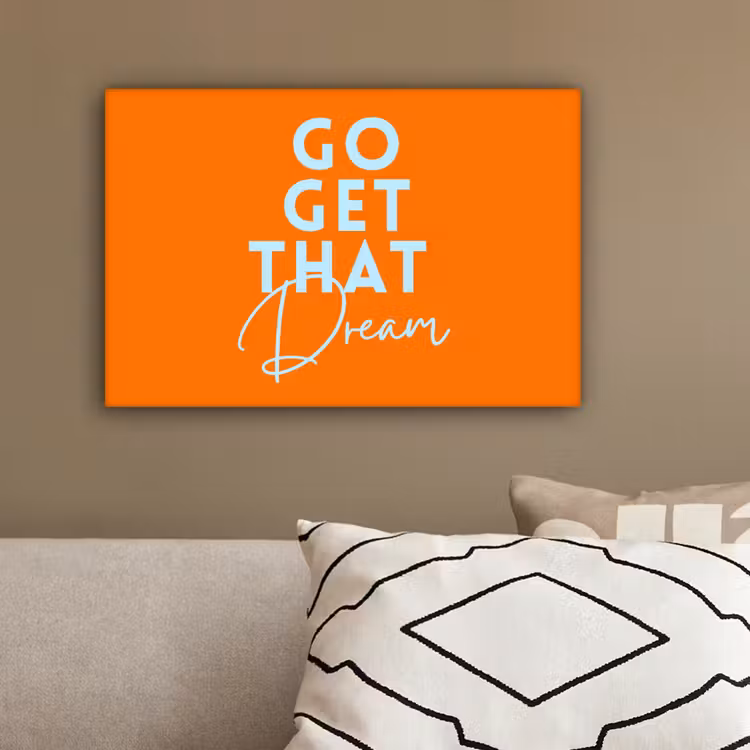 Oranje - Blauw - Go get that dream canvas 2cm klein -sfeer3