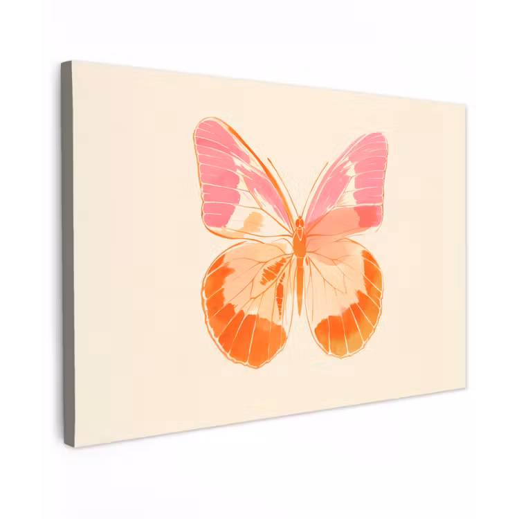 Oranje - Vlinder - Minimalistisch canvas 2cm klein -z3d