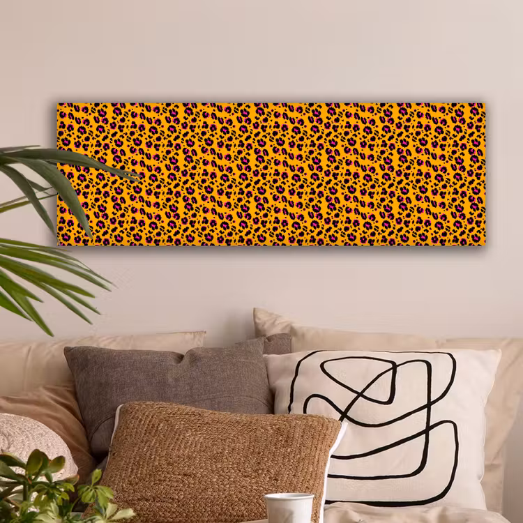 Oranje - Roze - Panterprint canvas 2cm klein 828 -sfeer1