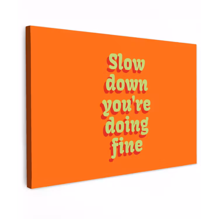 Oranje - Slow down you're doing fine - Retro canvas 2cm klein -z3d