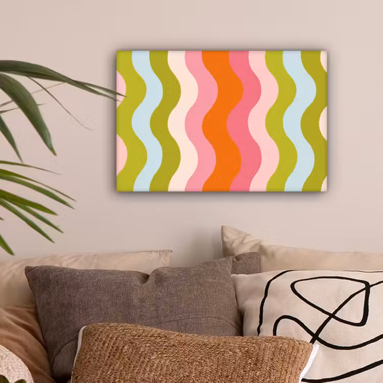 Banen - Golven - Kleurrijk - Verticaal canvas 2cm klein -sfeer1