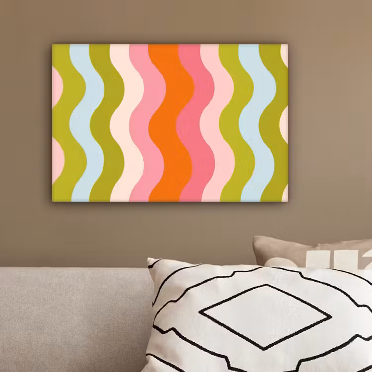 Banen - Golven - Kleurrijk - Verticaal canvas 2cm klein -sfeer3