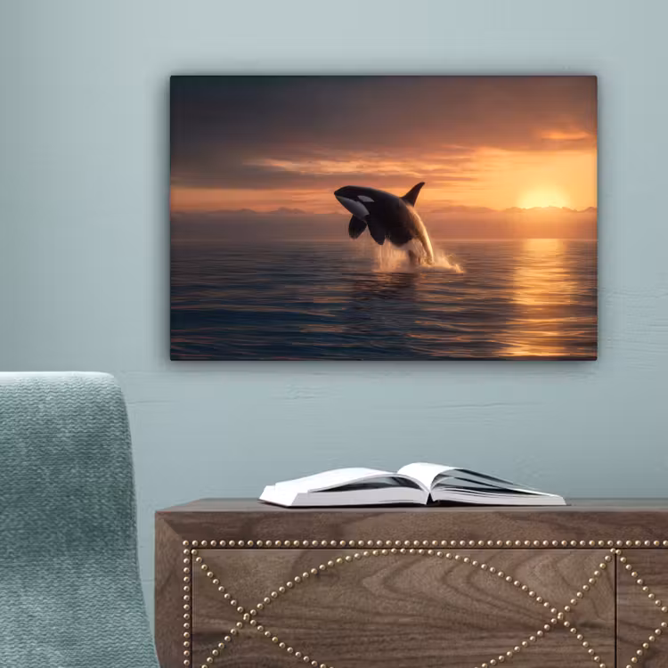 Orka - Zee - Zonsondergang canvas 2cm klein -sfeer4