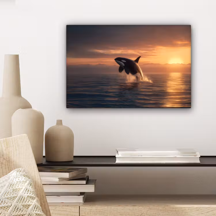 Orka - Zee - Zonsondergang canvas 2cm klein -sfeer6